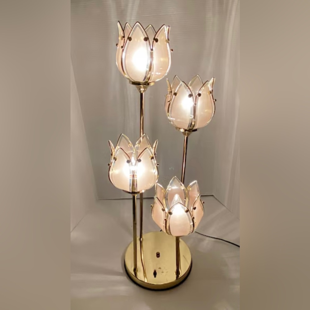ISO hollywood regency lotus lamp straight stem at a reasonable price.